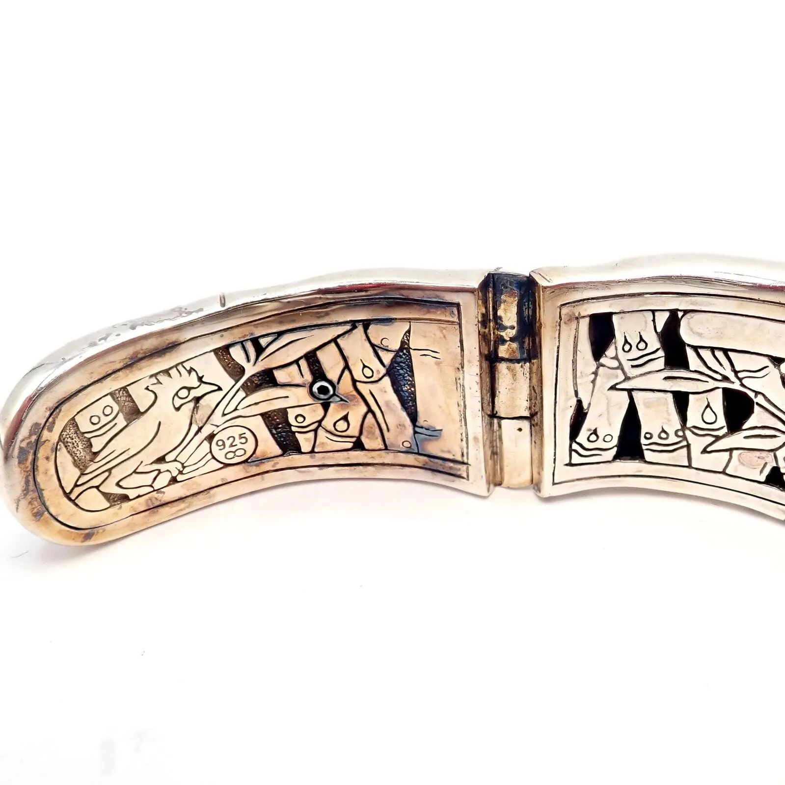 Authentic! John Hardy Silver White Topaz 30 Bamboo Large Cuff Bracelet