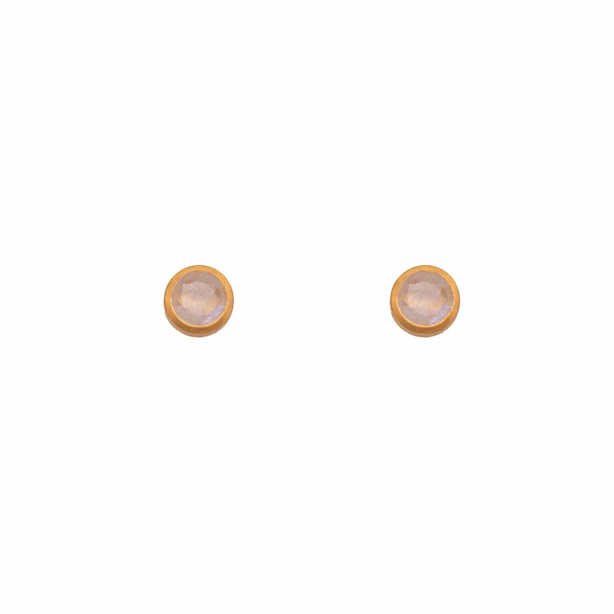 Basic Stud 6mm Rainbow Moonstone 24K Gold Vermeil Earrings