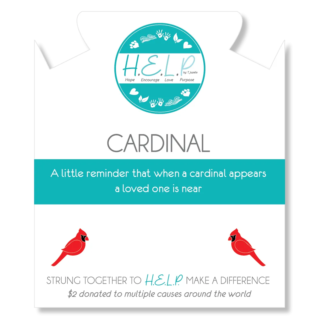 Cardinal Enamel Charm with Blue Opal Jade Charity Bracelet