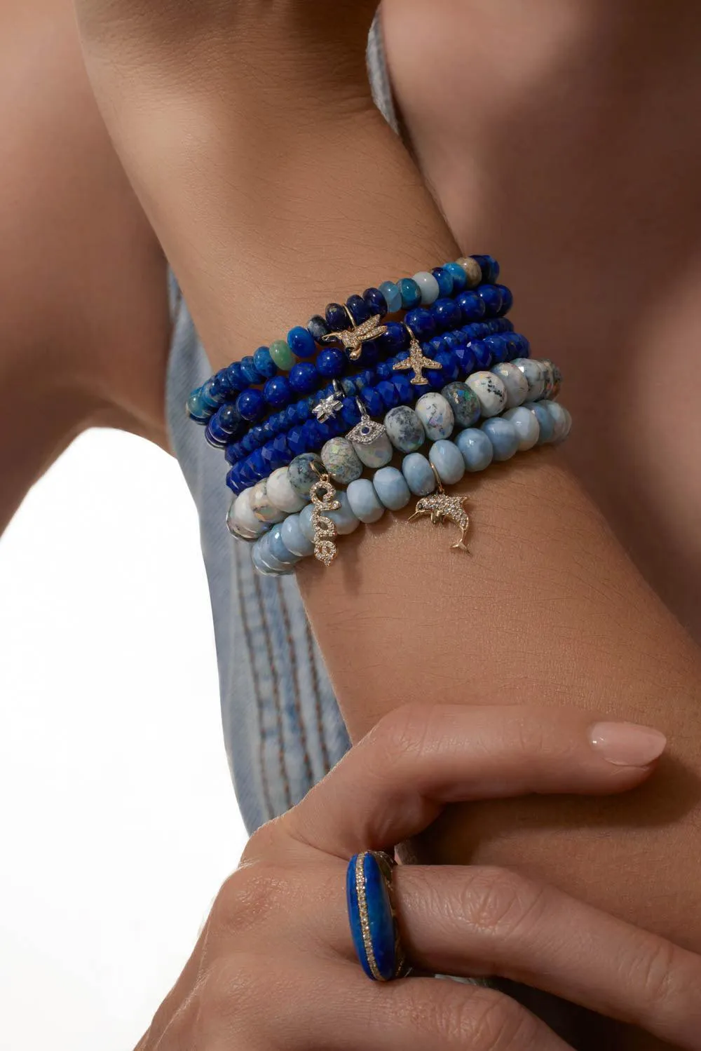 Dolphin Blue African Opal Charm Bracelet