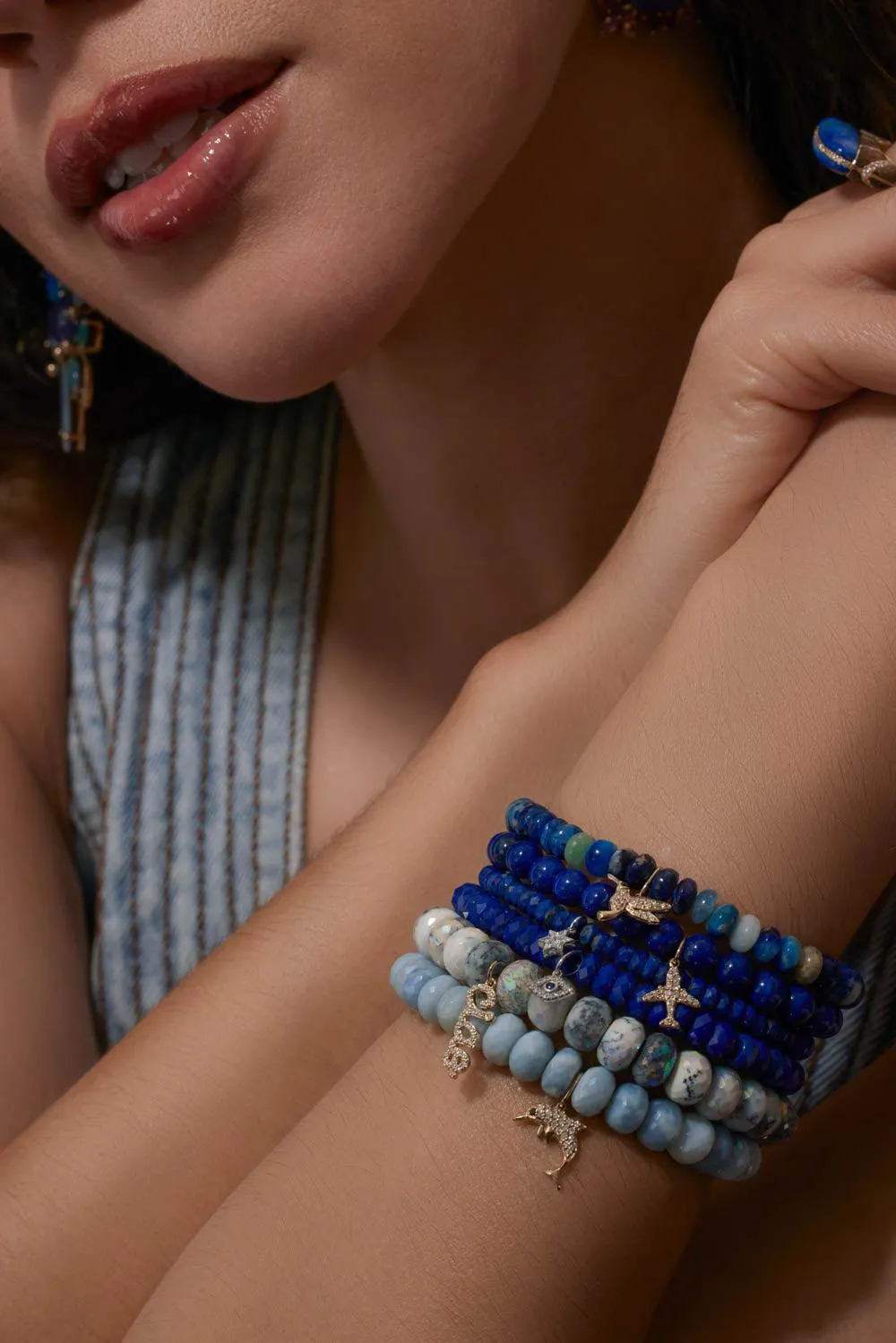 Dolphin Blue African Opal Charm Bracelet