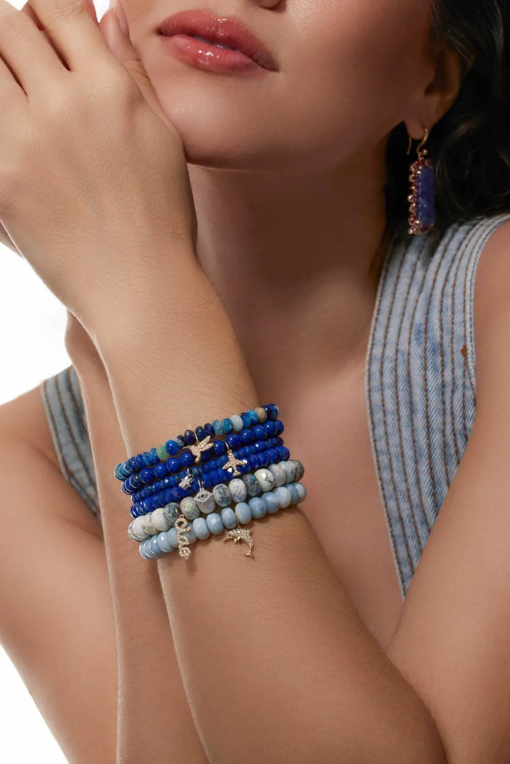 Dolphin Blue African Opal Charm Bracelet
