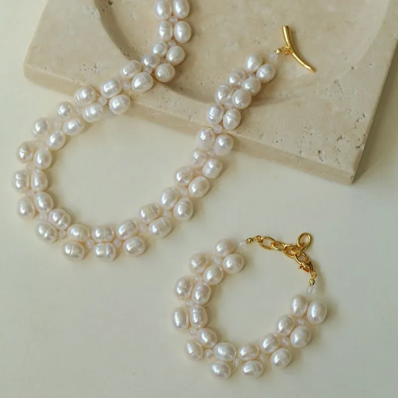 Double Layer Braided Freshwater Pearl Bracelet