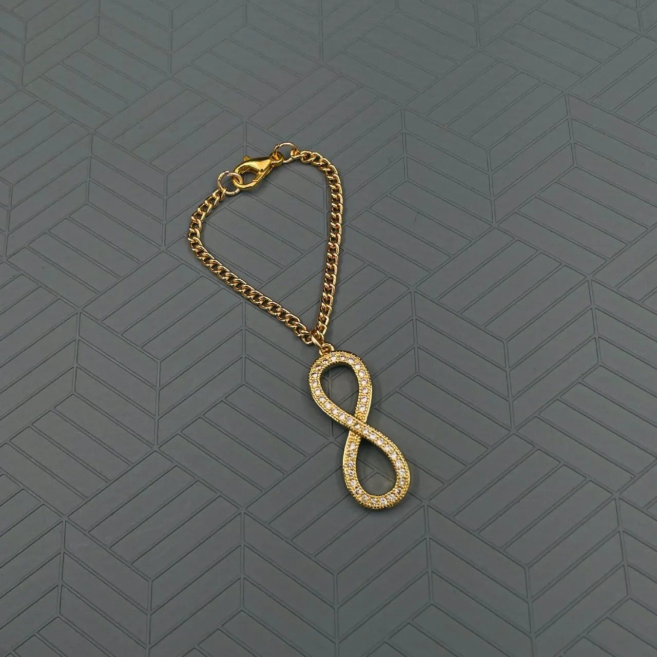 Infinity Copper Gold American Diamonds Link Chain Watch Charm Chain For Women