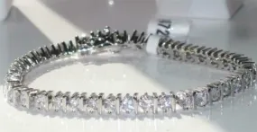 Jewellery Kingdom Ladies Bar Set 7 Inch Simulated Diamonds Tennis Bracelet (Silver)