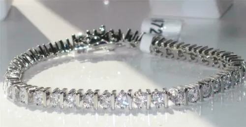 Jewellery Kingdom Ladies Bar Set 7 Inch Simulated Diamonds Tennis Bracelet (Silver)