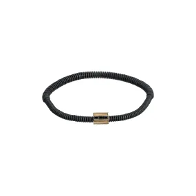 Luis Morais Gold Cross with Black Diamonds on Gemstone Beaded Bracelet