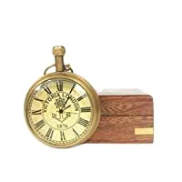 MHE Meenakshi Handicrafts Emporium-Brass Vintage Victoria London (1876) Roman Pocket Watch for Men and Women