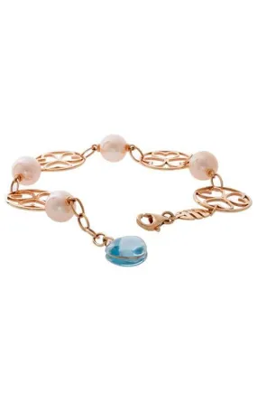 Mimi Juliet Rose Gold, Blue Topaz and Pink Pearls Bracelet (B286R2T)