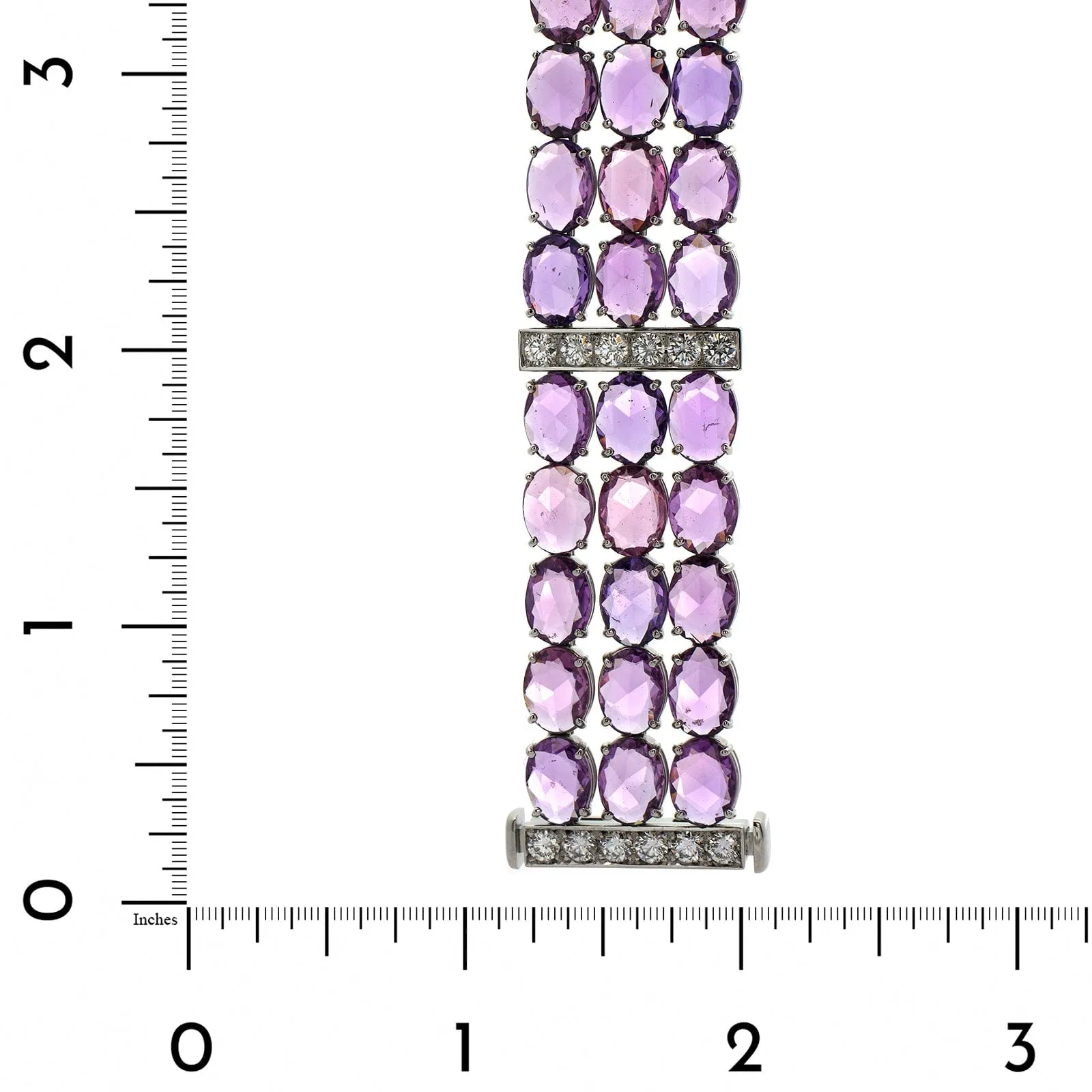 Platinum Diamond and Rose Cut Purple Sapphire Bracelet