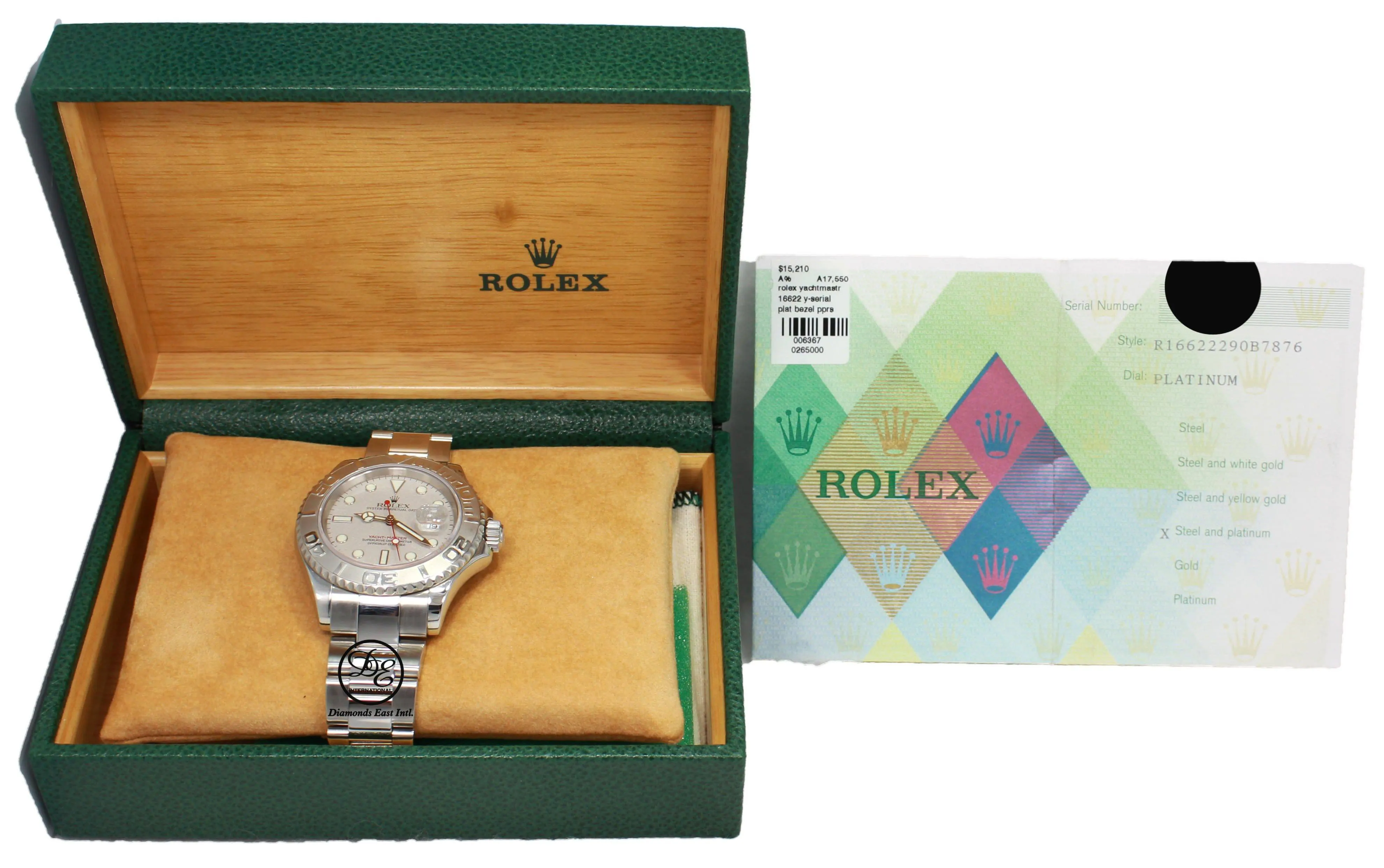 Rolex Yacht-Master 40mm Platinum Bezel 16622 BOX/PAPERS