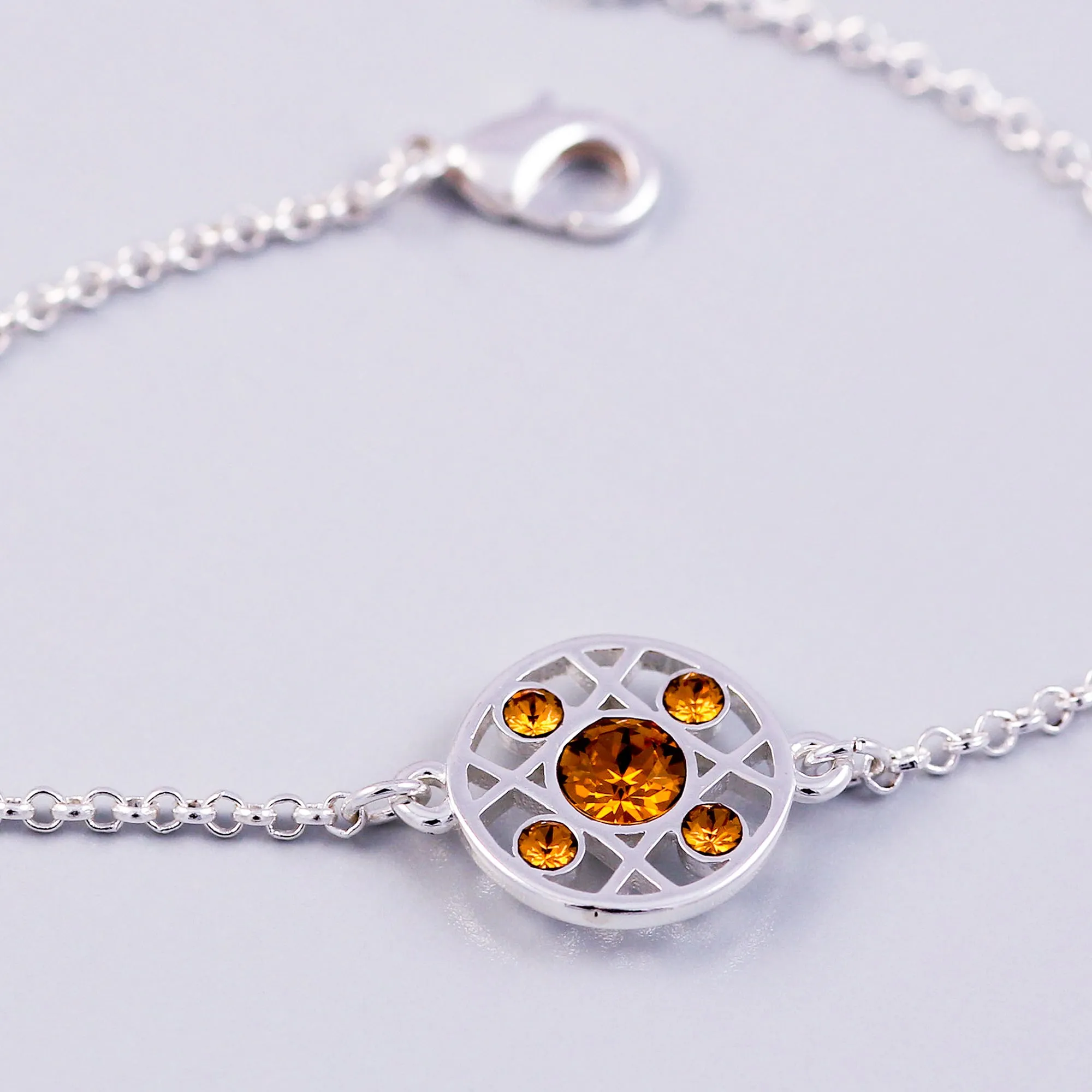 Silver Topaz November Birthstone Hugs & Kisses Bracelet