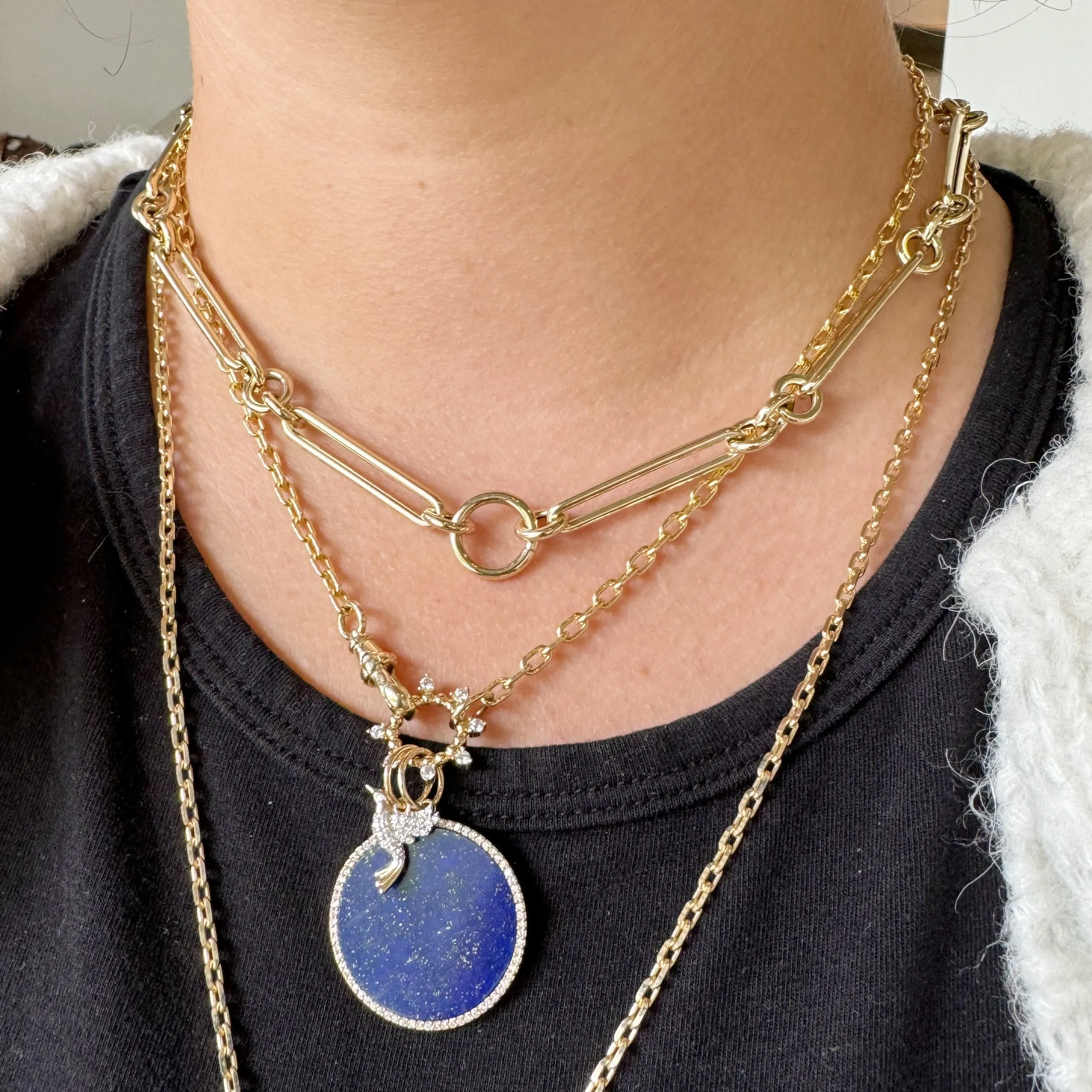 Solid Oval Link Gold Watch Chain Necklace