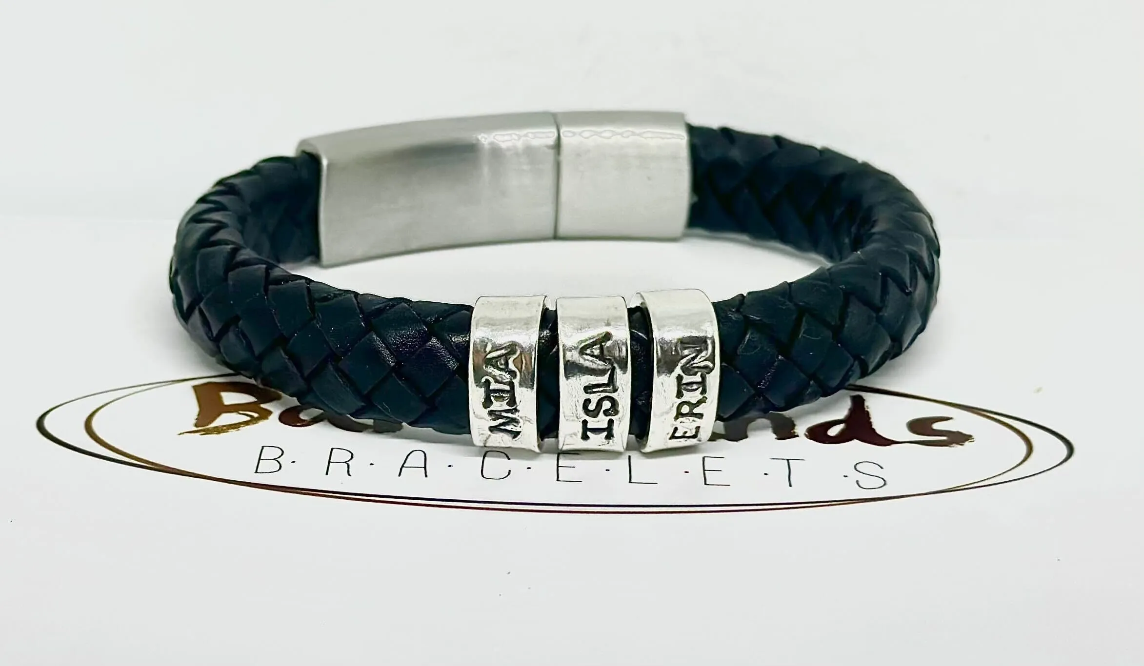 Thick Black Braided Leather Bracelet