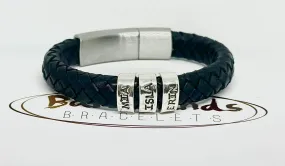 Thick Black Braided Leather Bracelet