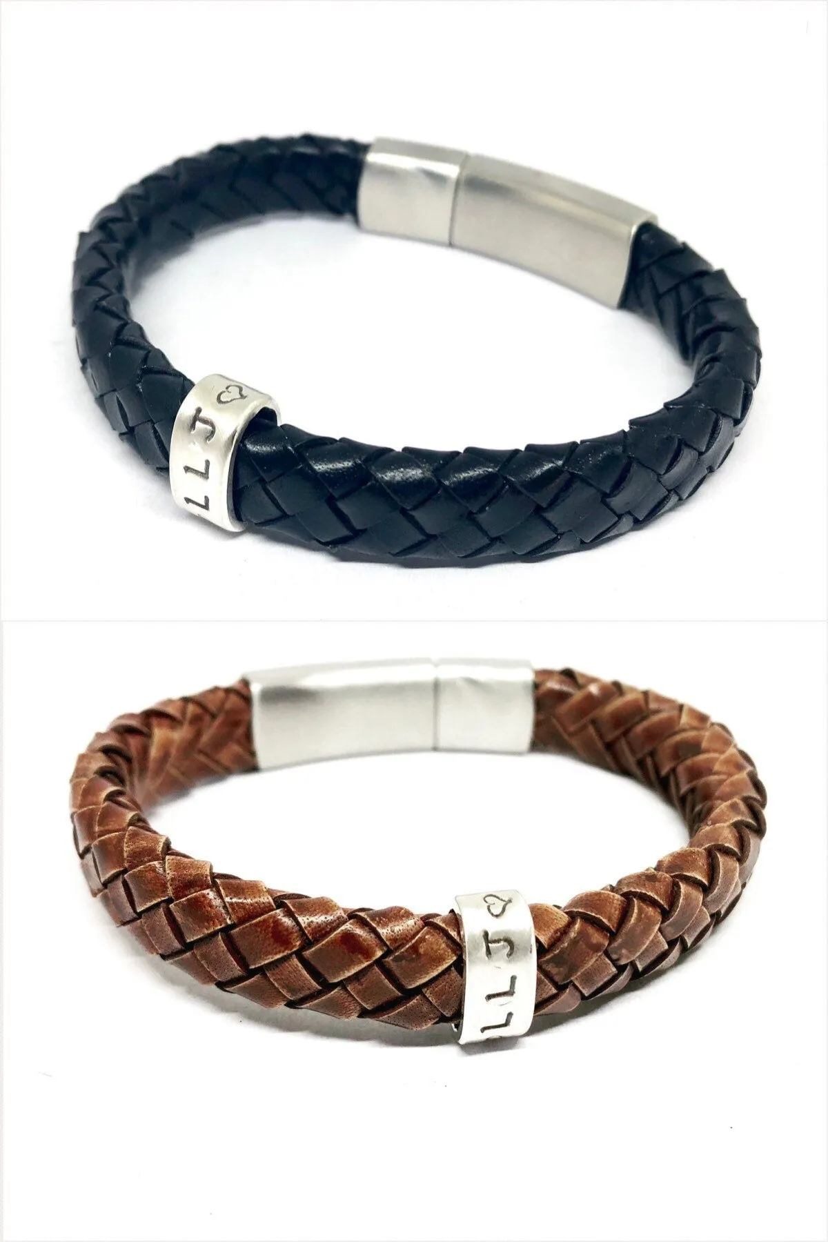 Thick Black Braided Leather Bracelet