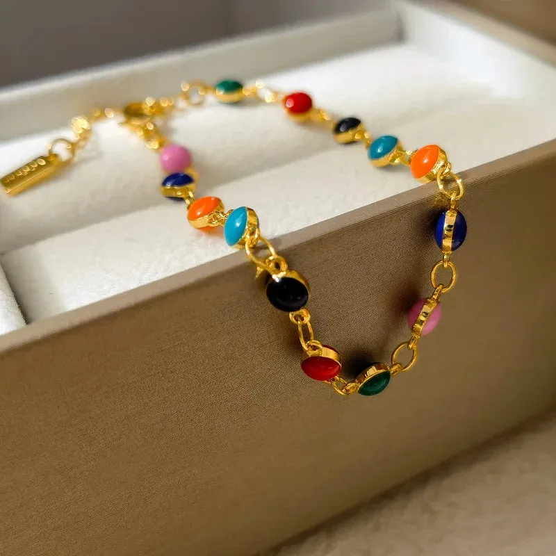 VAIGE Colorful Beaded Jewelry Set with Necklace and Bracelet