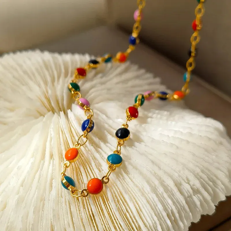 VAIGE Colorful Beaded Jewelry Set with Necklace and Bracelet