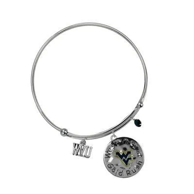 WVU Silver Coil Script Bracelet