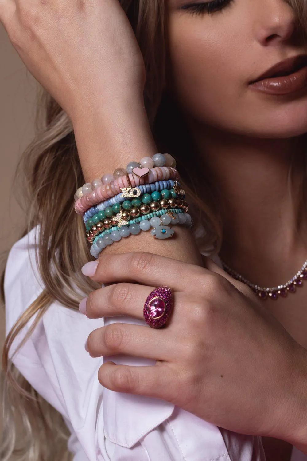 XO Pink Opal Charm Bracelet
